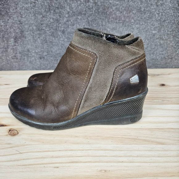 Keen Women Boot Wedge Zip Bootie Size 7.5 Brown Ankle Chukka Pre Owned - Picture 6 of 14